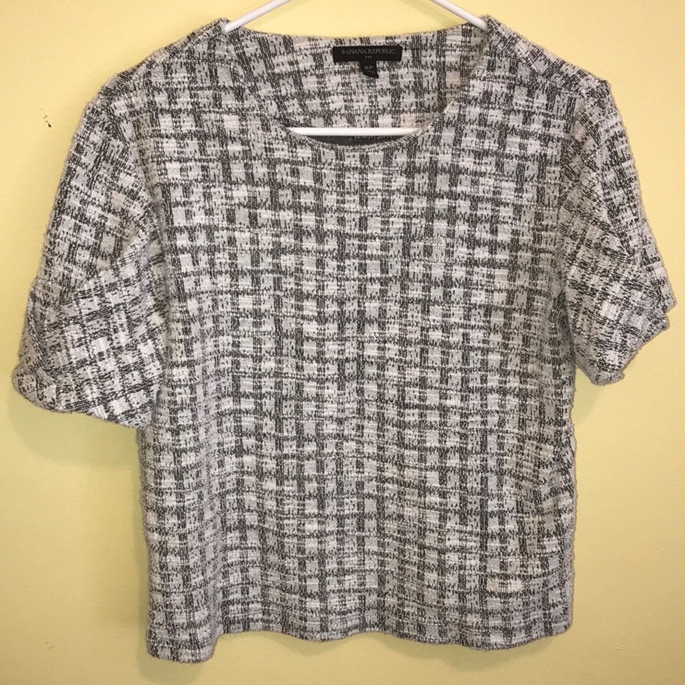 Black white textured top | Banana Republic